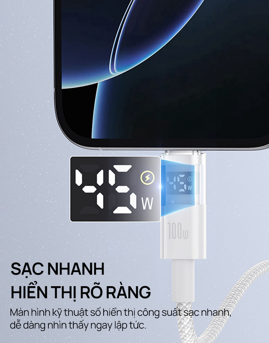 Cáp Sạc Nhanh Baseus Display 2 Series PD 100W Type-C to Type-C