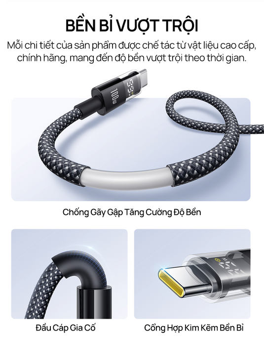 Cáp Sạc Nhanh Baseus Display 2 Series PD 100W Type-C to Type-C