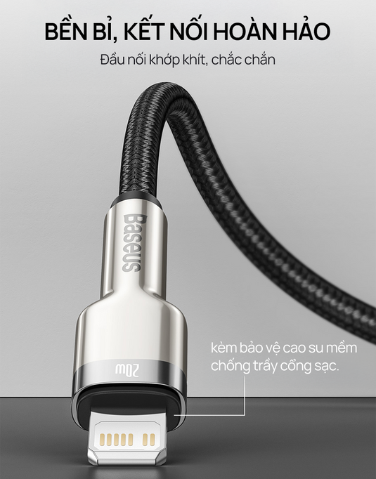 Cáp Sạc Nhanh Baseus Cafule Metal PD 20W - Type-C to Lightning