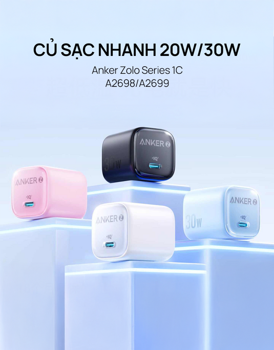 Củ Sạc Nhanh Anker Zolo GaN 30W cho iPhone/Android
