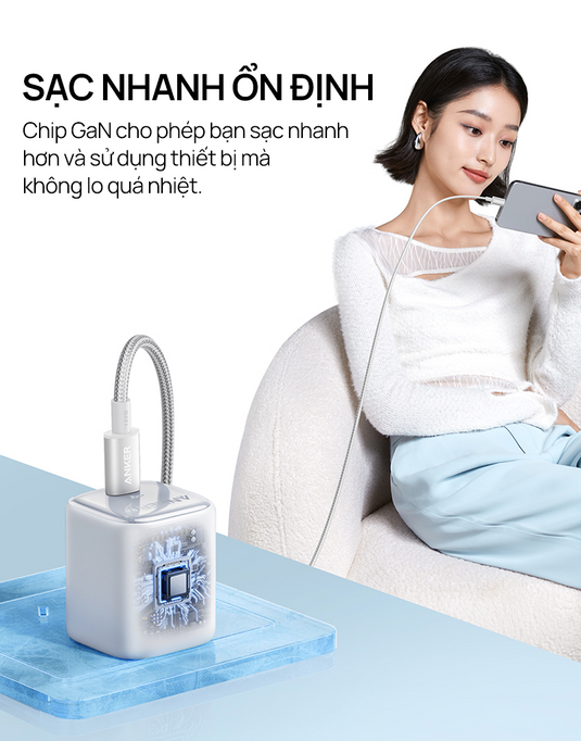 Củ Sạc Nhanh Anker Zolo GaN 30W cho iPhone/Android