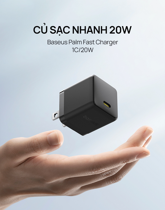Củ Sạc Nhanh Baseus Palm USB-C 20W cho iPhone 16-11 Series