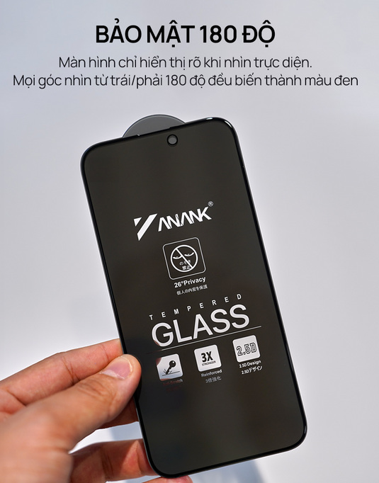 Kính Cường Lực Anank 2.5D Chống Nhìn Trộm iPhone 11-16 Series