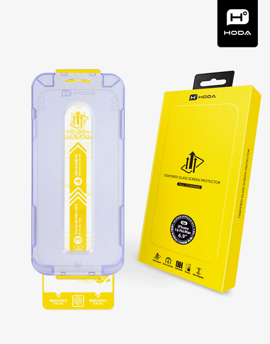 Kính Cường Lực HODA Trong Suốt iPhone 15/16 Series (Kèm Khung Dán)