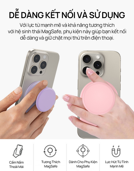 Giá Đỡ Điện Thoại PopGrips Pro MagSafe Popkon - iPhone/Android