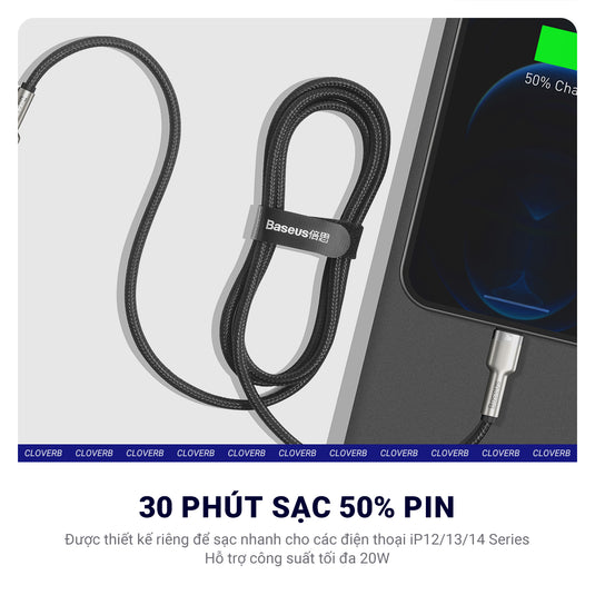 Cáp Sạc Nhanh iPhone -  Baseus Cafule Series Metal, PD-20W, Type-C to Lighting