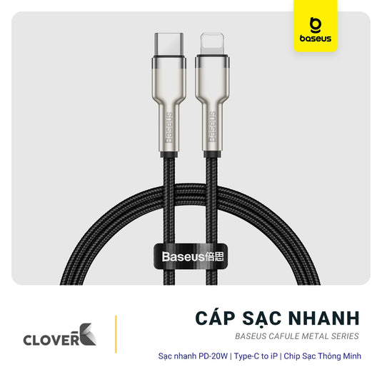 Cáp Sạc Nhanh iPhone -  Baseus Cafule Series Metal, PD-20W, Type-C to Lighting