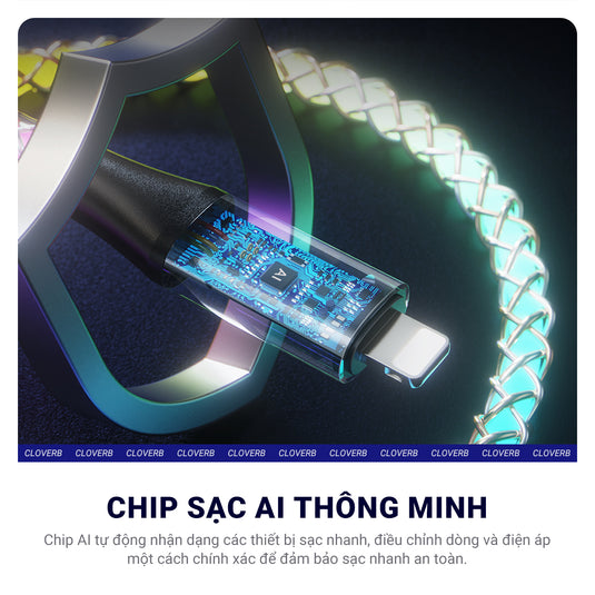 Cáp Sạc Nhanh iPhone - Ahastyle RGB Color Series, 2.4A Max, USB to Lighting